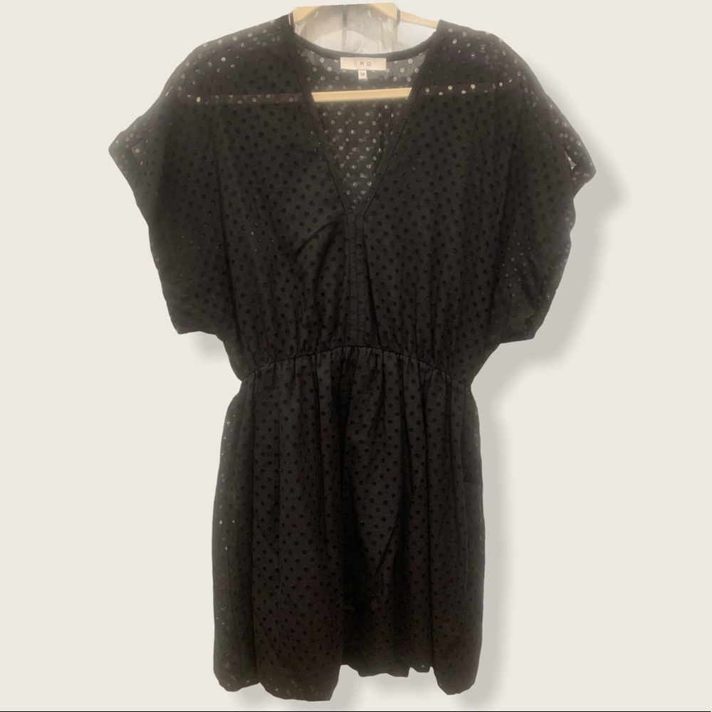 IRO Genna black eyelet mini dress EU 38